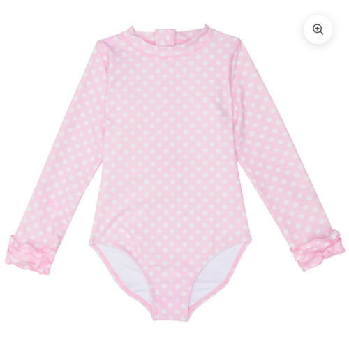 Girls Long Sleeve Surf Suit (One Piece Bodysuit) | "Pink Sassy Surfer"
