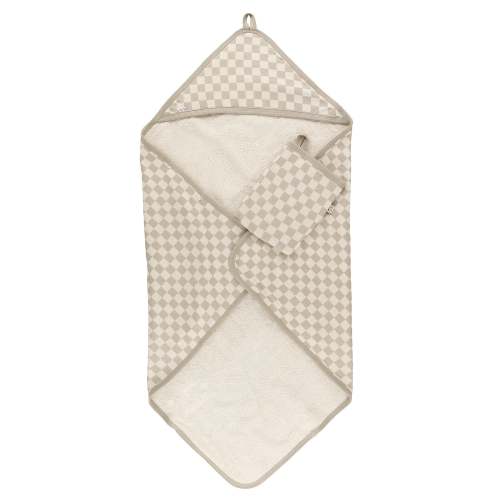 Serviette de Bain à Capuchon et Gant - Carreaux
