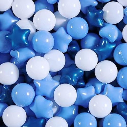 Realhaha Ball Pit Balls 100, Star Shapes for Babies Kids Playpen Plastic Balls for Babies Ball Pool Puppy Playballs
