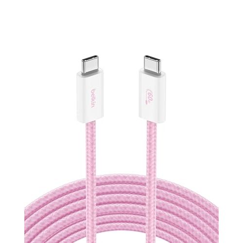 Belkin USB C to USB C 60W Braided Cable 9.9ft iPhone Charger Cord | iPhone 15/16/17, Samsung Galaxy S26, Pixel 10, Airpods, iPad, Nintendo Switch 2, MacBook, Steam Deck, Travel, Chromebook