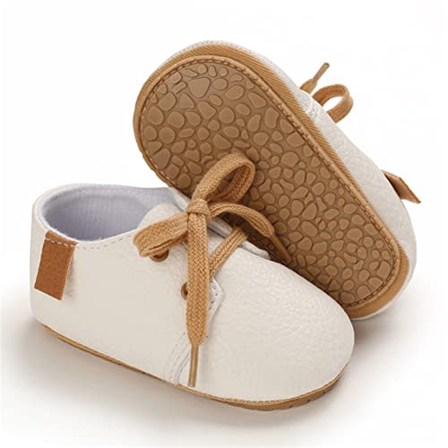 Baby Boys Girls PU Leather Shoes Soft Rubber Sole Lace-up Oxford Sneakers Infant Crib Shoes for Toddler First Walkers