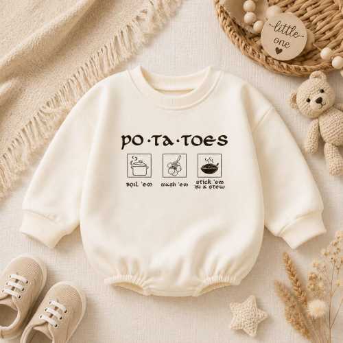 Po-Ta-Toes Baby Romper, Funny Potato Baby Bodysuit, LOTR Inspired Baby Outfit, Cute Infant Clothes, Unisex Baby Gift, Baby Shower Gift