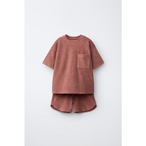 TOWEL EFFECT T-SHIRT AND BERMUDA SET - Russet | ZARA United States