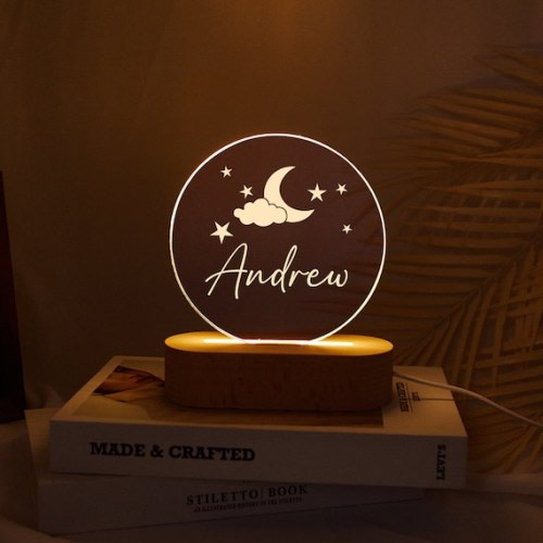 Custom Moon and Star Nightlight Personalized Clouds Night - Etsy