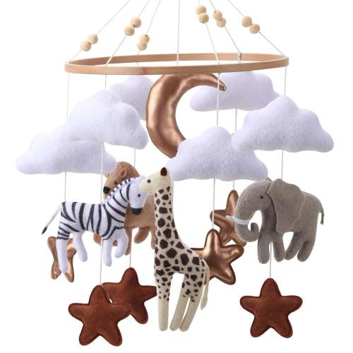 Sleepy Time Felt Mobiles - Neutral Nighttime Africa