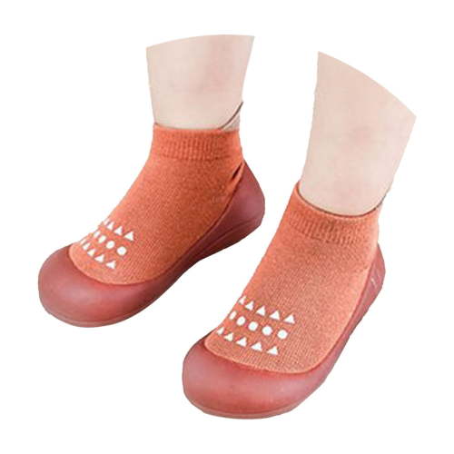 Luogg Baby Sock Shoes Baby Walking Shoes Non Breathable Slippers With Soft Rubber Sole Baby Boys Girls Sneakers Size 0-6 Months Orange