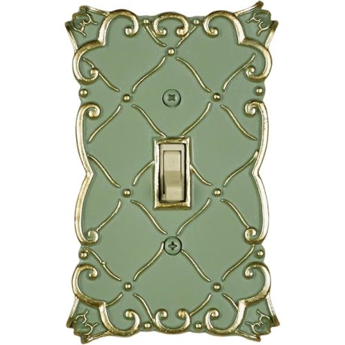 Angelitta Single Switch Switchplate, Green with Gold
