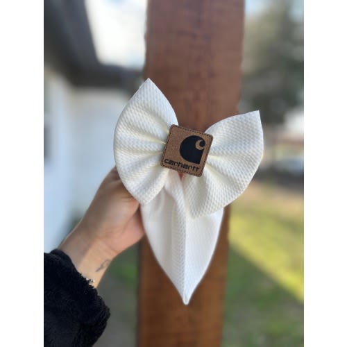 5” Bow on Headwrap w Carhartt patch - White
