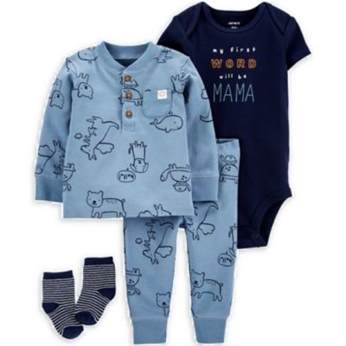 carter's® Size 6M 4-Piece Animal Take-Me-Home Set in Blue - BLUE - 6 MONTHS
