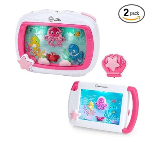 Baby Einstein 2-in-1 Sea Dreams Soother On-the-Go Gift Set, Musical Crib Toy Sound Machine and Portable Aquarium Toy, Ages Newborn and Up, Pink