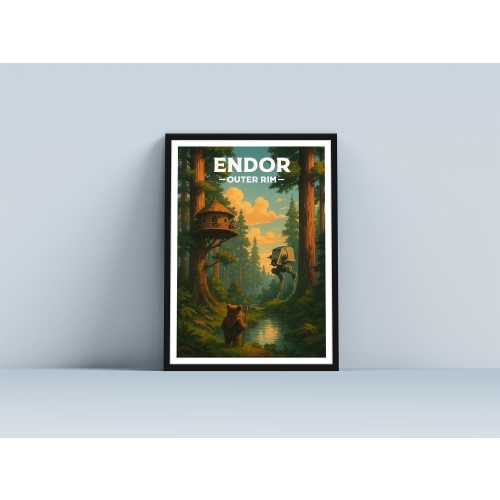Endor Travel Print, Endor Travel Poster, Art Print, Travel Decor, Gift for him, Gift for her, Fantasy art, SciFi Art,Movie Art