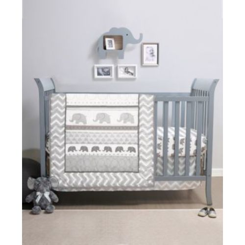 Elephant Walk 3 Piece Baby Nursery Crib Bedding Set, Quilt, Fitted Crib Sheet, and Dust Ruffle
