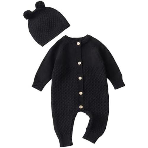 Newborn Baby Boy Long Sleeve Knitted Romper Warm Bodysuit Knitted Winter Clothes 0-24 Months