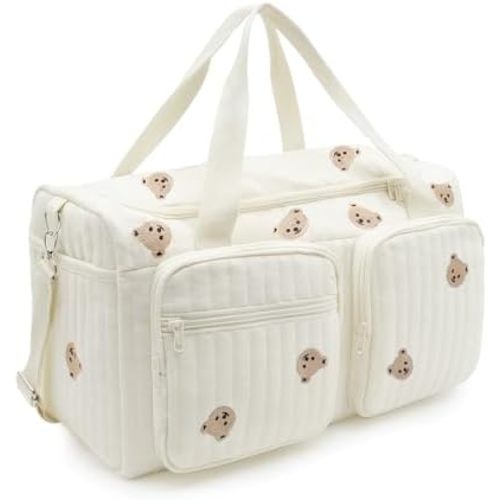 Hospital Bag for Women Labor Delivery, Baby Hospital Bag, Tote Diaper Bag, Baby Travel Maternity, Cotton Quilted Duffle