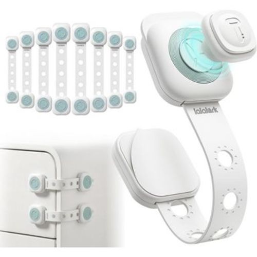 lalalark 8 Pack Magnetic Cabinet Locks Baby Proofing Adjustable Strap 3M Adhesive No Drill Kids Safety Baby Locks for Door, Fridge, Drawers Furniture