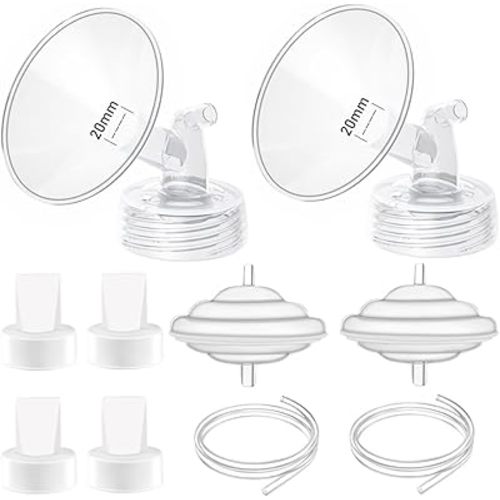 20mm Flange Pump Parts Compatible Spectra S1 S2 9 Breast Pumps Replacement,Full Set Replacements Include Flange Backflow Protector Membrane Duckbill Valve Tube,Not Original Accessories