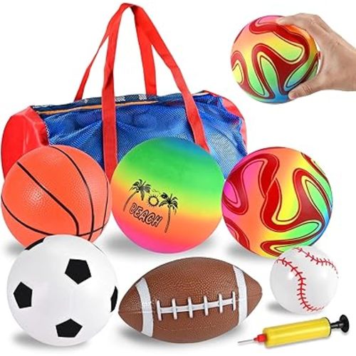 6 Pcs Outside Toys Balls for Toddlers 1-3 with Bag, Outdoor Sports Toys