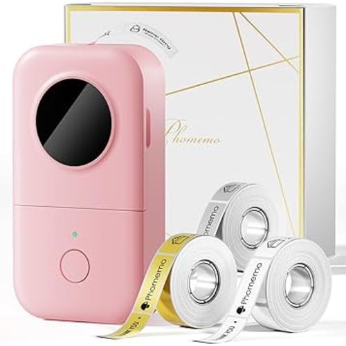 Label Maker Machine with 3 Tapes - White/Clear/Gold Labels, Phomemo D30 Portable Handheld Bluetooth Mini Label Printer, Multiple Templates Fonts Icon, Thermal Small Label Printer Rechargeable for Home