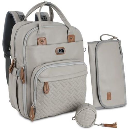 Dikaslon Diaper Bag Backpack with Portable Changing Pad, Pacifier Case and Stroller Straps - Misty Gray
