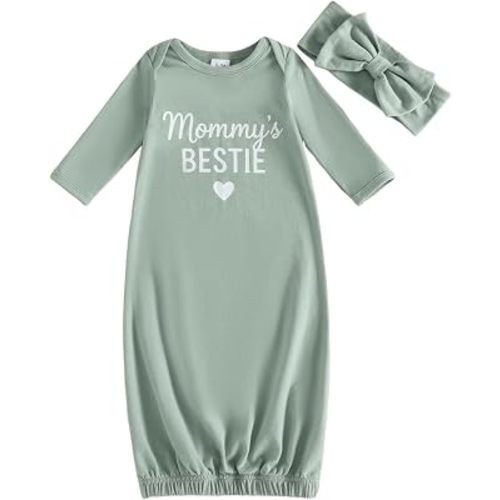 fhutpw Newborn Baby Girls Cotton Sleeper Gown She Is Here Nightgown Pajamas
