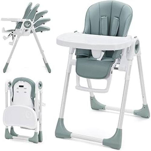 Foldable High Chair for Babies & Toddlers (6-36 Months), Adjustable Infant Chair with 5-Point Safety Harness, Multiple Recline Positions, Highchair for Baby with Removable Tray & Non-Slip Feet