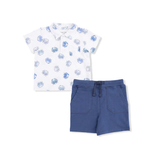 Polo Shirt & Everyday Short Set, Blue Crabs