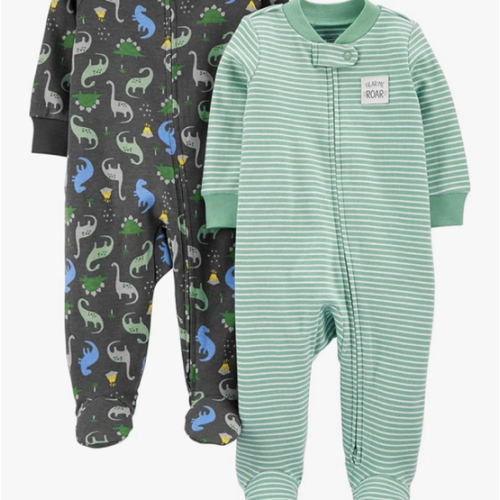 Simple Joys by Carter's baby-boys 2-way Zip Thermal Footed Sleep and Play, Pack of 2