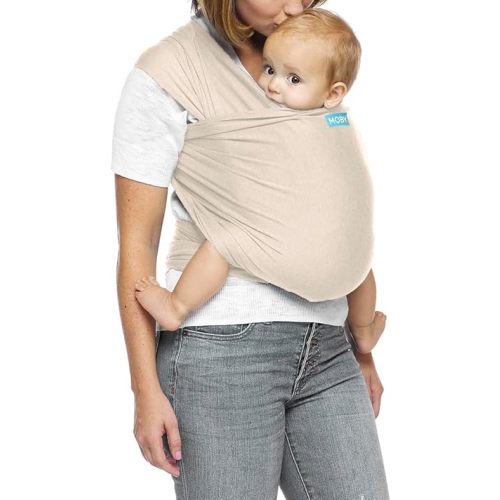 Moby Baby Wrap Carrier Evolution by Petunia Pickle Bottom for Newborns to Toddlers (8-33lbs), Infant Sling Carrier, Hands Free Design, Adjustable for All Body Types (Almond)