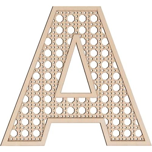 Large Boho Wooden Rattan Letters 12 inch for Nursery Decor Wood Letter A Wall Decors for Baby Girl Boy Bedroom Home Rustic Name Sign Birthday Wedding Decorative Letters