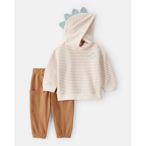 Baby Boy 2-Piece Dinosaur Hoodie & Pant Set - Cream/Brown - Carter's | Carter's