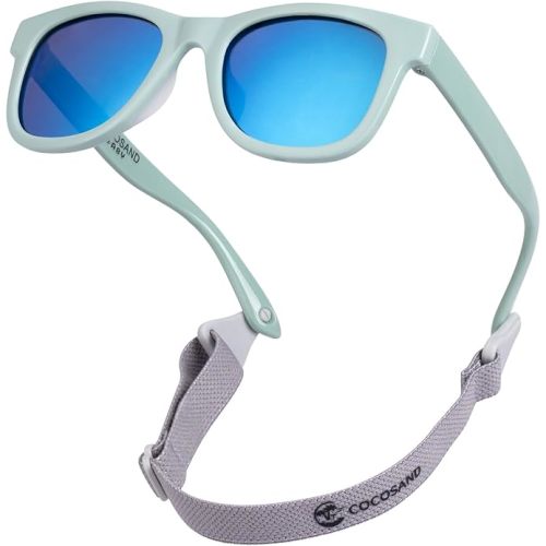 COCOSAND Flexible Baby Sunglasses with Strap Polarized UV Protection for Toddler Infant Newborn Boy Girl Age 0-24 Months
