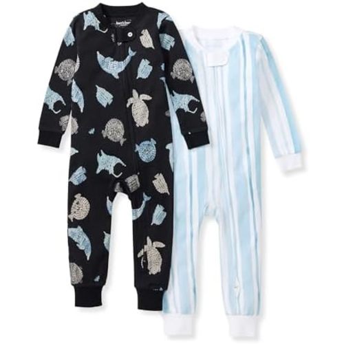 Burt's Bees Baby baby-boys Footless Sleepers, 100% Organic Cotton, One-piece Diagonal Zip Up Jumpsuit, Snug Fit Pajamas