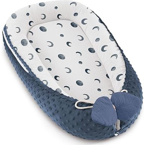 Baby Lounger Pillow - Infant Lounger Pillow for Newborn 0-24 Months, Soft, Breathable & Portable Baby Lounger Pillow for Boys & Girls, Cozy Baby Floor Seat for Home & Travel (Bluemoon)