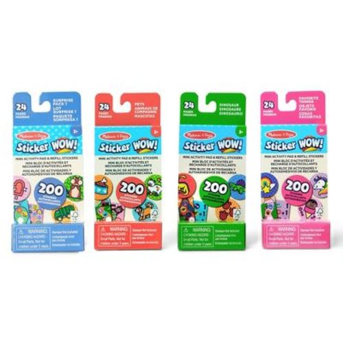 Sticker WOW!™ Mini Activity Pad and Refill Stickers 4-Pack (Dinosaur, Pets, Favorite Things, Surprise Pack 1) - Stamper Not Included