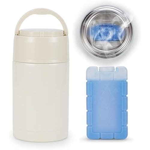 Portable Breast Milk Cooler, Stainless Steel Breastmilk Storage Keeps Breastmilk Cold for up to 24 Hours, Breast Milk Chiller Included Ice Pack for Women Outdoor Travel - White