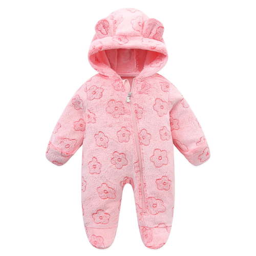 vdgthytj Newborn Winter Snowsuit Baby Girl Boy Cute Ear Footie Hooded Romper Infant Fleece Jumpsuit Outwear Coats