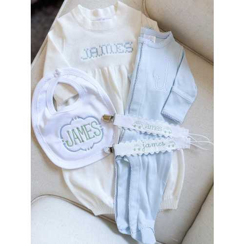 Personalized Embroidered Baby Boy Gift Bundle | Baby Boy Frame | Baby Shower Gift | Monogrammed Baby | Custom Keepsake