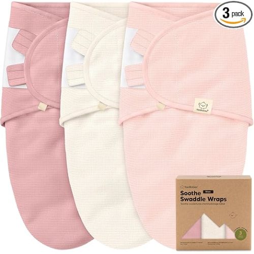 3-Pack Organic Swaddles for Newborns Sleep Sacks – Baby Swaddles 0-3 Months, Newborn Swaddle Wrap, Infant Wearable Blanket, Baby Sleep Sack Girls, Boys, Soft & Snug, Large Hook & Loop Closure(Roseate)