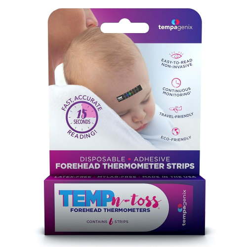 Temp-N-Toss Disposable Forehead Thermometer Strips Set - 6 Strips, Quick and Easy Temperature Monitoring