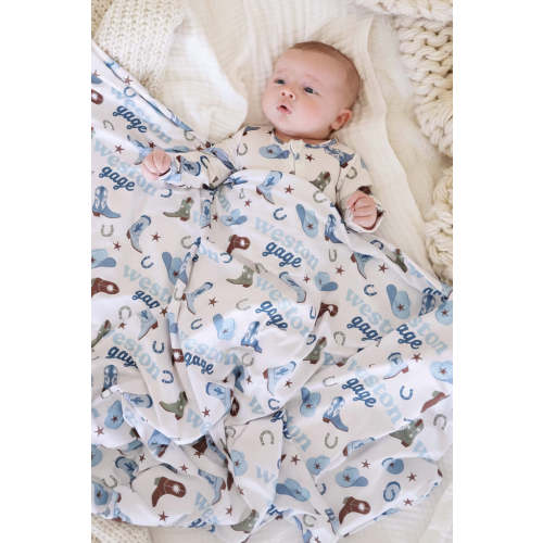 Boot Scootin' Personalized Swaddle Blanket