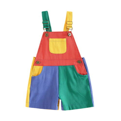 Gzhioc Toddler Baby Girls Boys Summer Overall Shorts 6 12 18 24 Months 2T 3T 4T Cute Contrast Color Summer Jumpsuit with Pockets