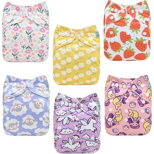 ALVA Baby Cloth Diapers with Inserts Adjustable Reusable Cloth Diaper Cover 6DM147