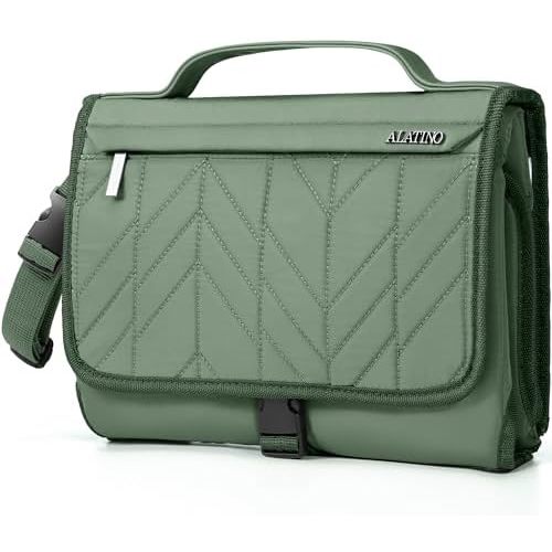 Alatino Portable Diaper Changing Pad, Waterproof Travel Baby Changing Pad with Modern Chic Design, Lightweight Easy-Clean Changing Mat, Baby Registry Essential & Baby Shower Gift（Sage Green）