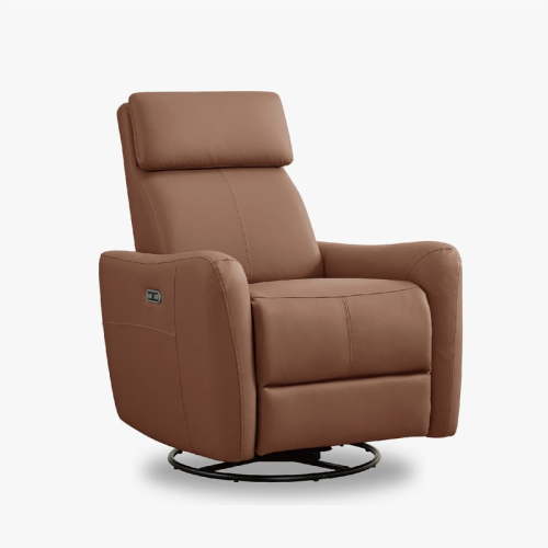 CHITA Power Swivel Glider Recliner for Living Room Nursing Chair Faux Leather Recliner with USB Ports, Brown