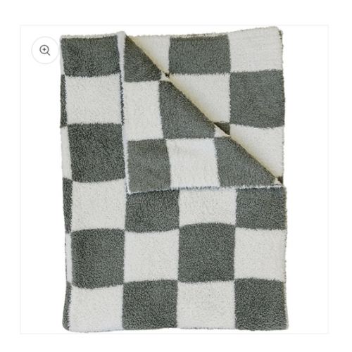 Green Checkered Plush Blanket – Mebie Baby