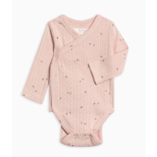 Hilda Brushed Back Pointelle Long Sleeve Kimono Bodysuit