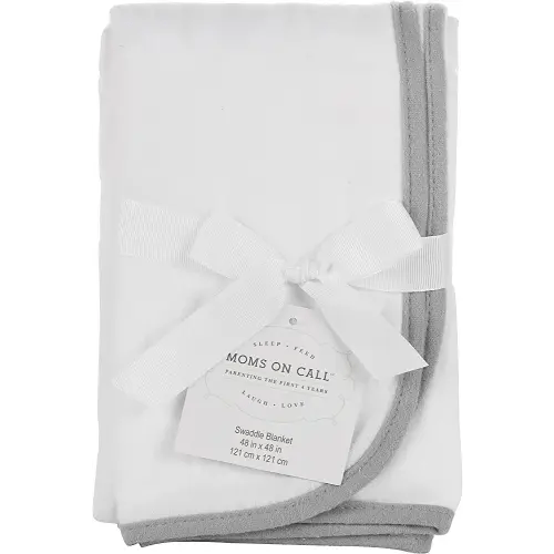 MOMS ON CALL Baby & Newborn Swaddle Blanket | 0-3 Months | Nursery Baby Gift | 48 X 48 Inch | 100% Cotton | French Grey