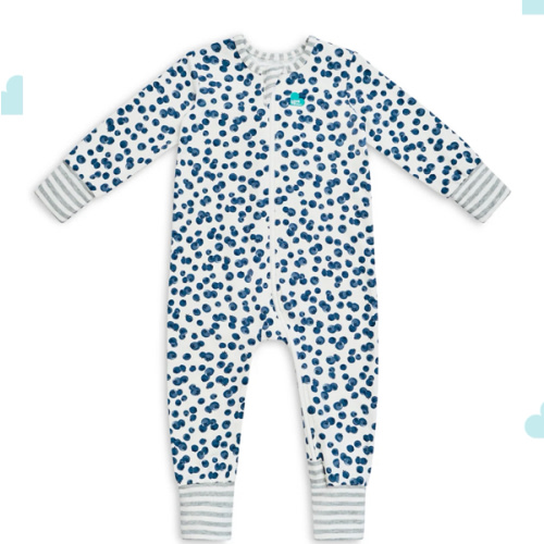 Footless Romper Cotton Denim Blueberries
