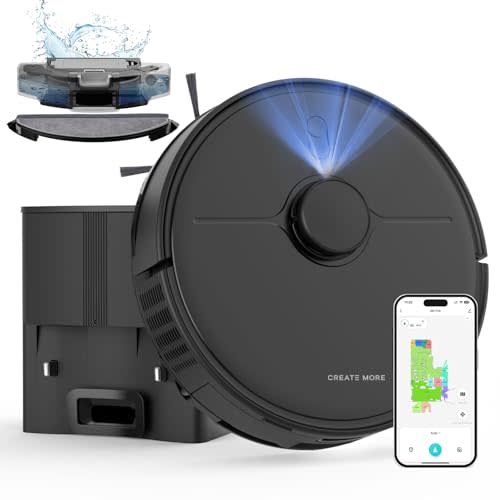 Robot Vacuum and Mop, Robot Vacuum Self Emptying with 5000Pa Suction, 3-in-1 LiDAR Navigation, Home Mapping, No-Go Zones, Up to 60 Days Hands Free Cleaning, Wi-Fi/App/Alexa, Hard Floors, Carpet