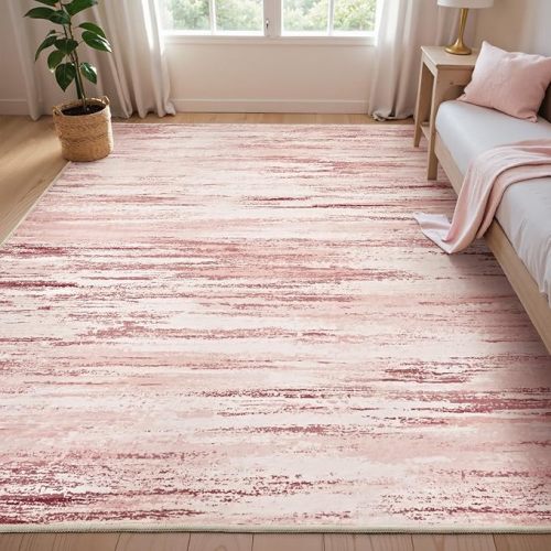 tchdio Pink Rug-6x9 Area Rugs for Living Room, Ultra Soft Washable Rugs for Bedroom Non Slip Nursery Rug, Kids Rug Playroom Carpet for Bedroom,Pink